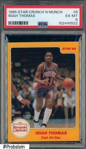1985 Star Crunch N Munch Basketball #6 Isiah Thomas RC Rookie HOF PSA 6 EX-MT