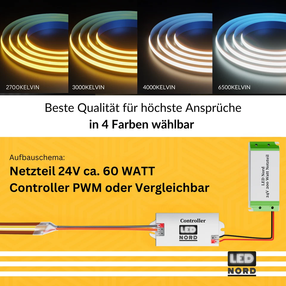 LED Streifen Flex Stripe 24v Lichterkette Leiste Band 5m Weiß selbstklebend cut - Bild 4 von 4