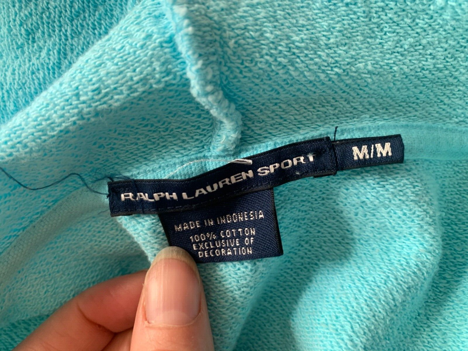 Ralph Lauren Sport felpa con cappuccio donna blu medio full zip giacca cotone pony