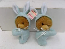 Pair of Vintage Russ Clip On Bears in Easter Bunny Suits