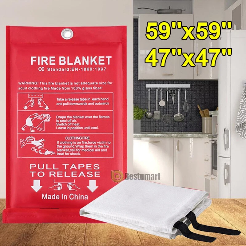 2-6 peças GRANDE COBERTOR DE INCÊNDIO fibra de vidro retardador doméstico de emergência preparado 59""x59"" - Imagem 3 de 4