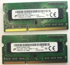 Micron 8GB (2 x 4GB) DDR3 PC3-12800S Sodimm Memory RAM 