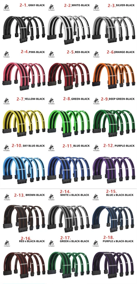 FORMULAMOD Sleeved Extension Cable Kit 30cm for Power Supply to Motherboard GPU - Image 2 of 4