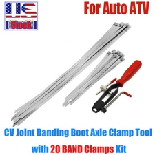 CV Joint Banding Boot Axle Clamp Tool w/20 Crimp Band&Buckle Clamps For Auto ATV