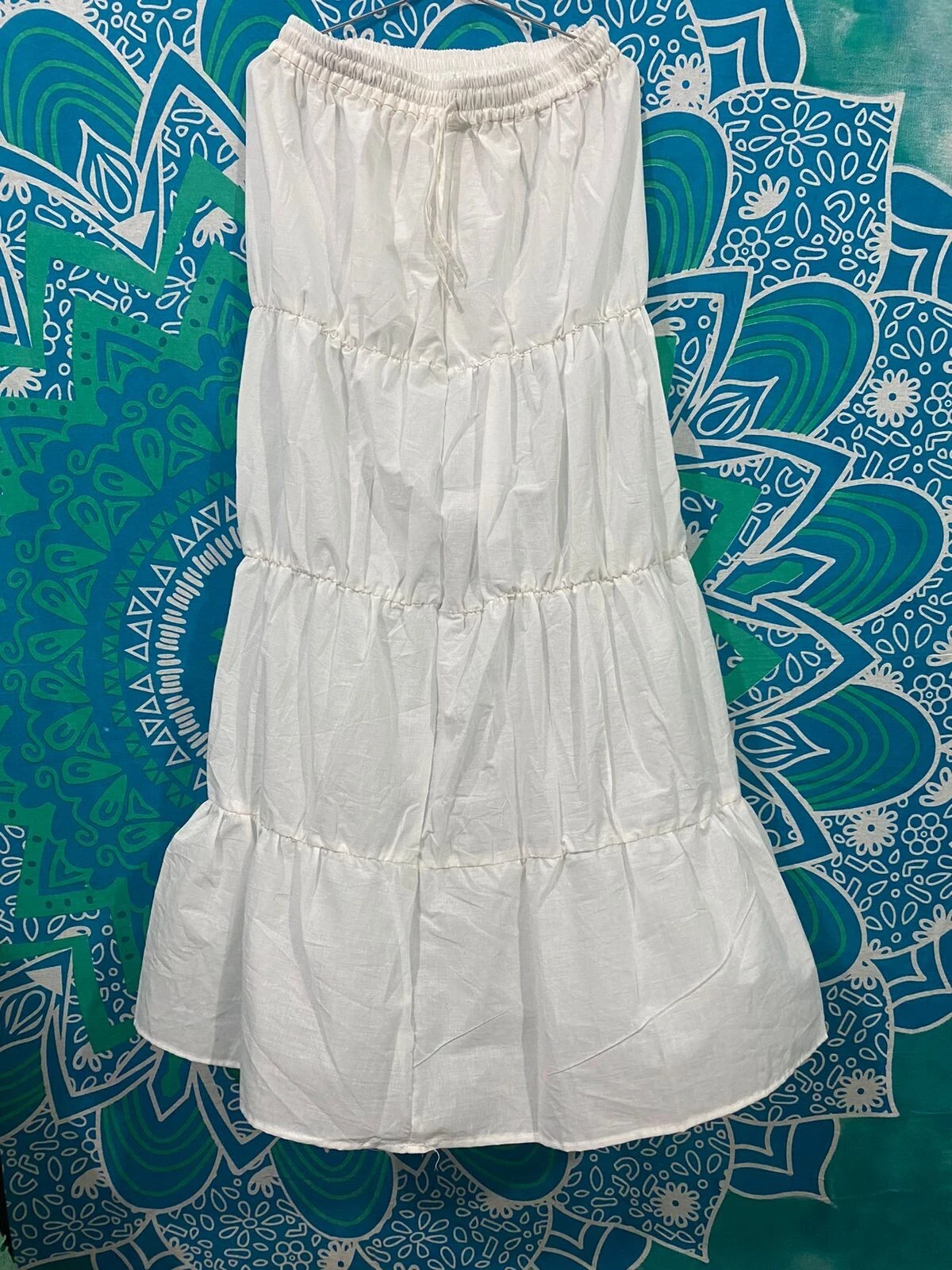 Pure White Solid Long Frill Pure Cotton Indian Skirts Women's Clothing Skirts