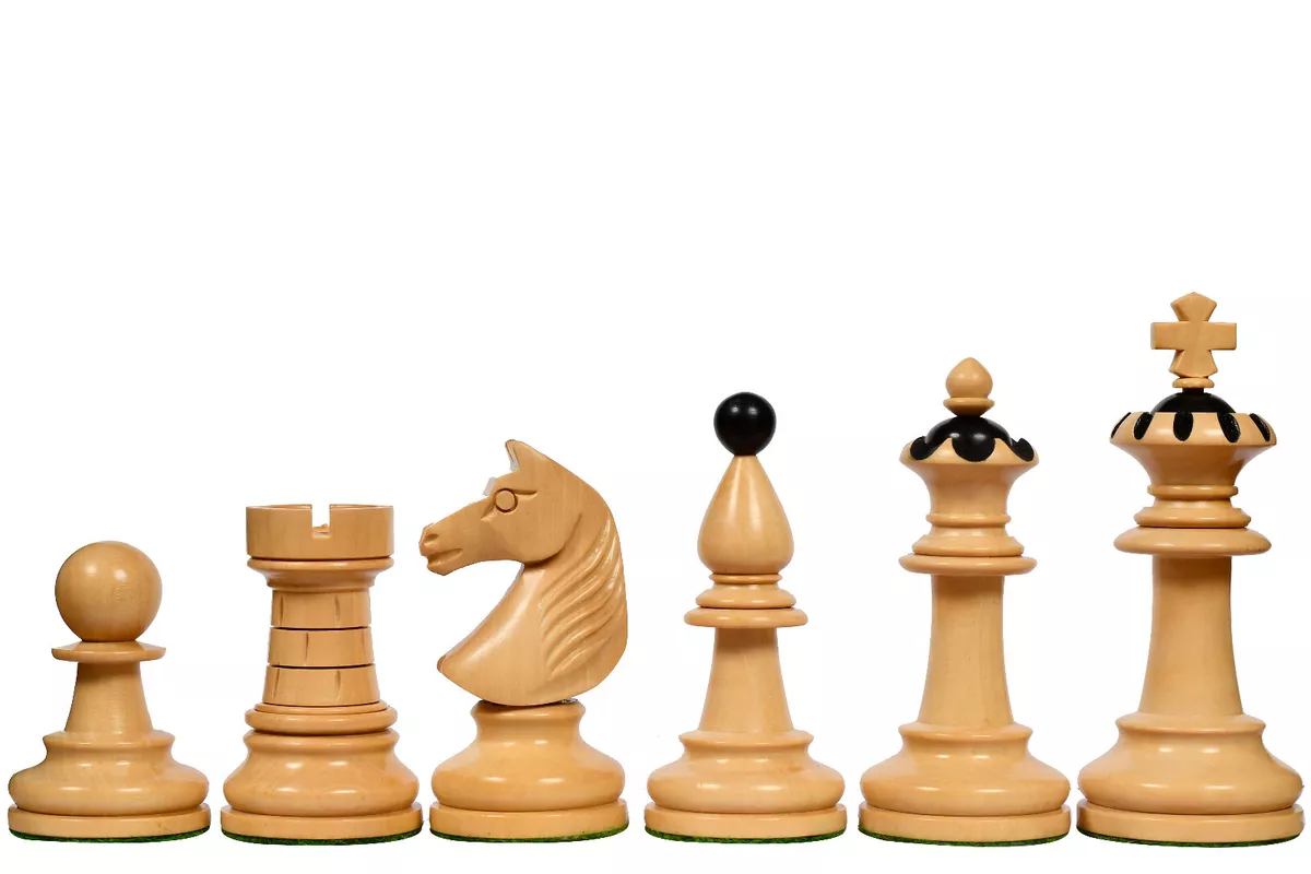 1935 Warsaw Capablanca Simultaneous Chess Pieces in Ebony and Boxwood- 3.8  King