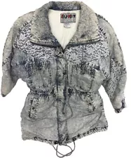 WOMEN'S 80s VINTAGE EAST WEST Acidwash DENIM JACKET Lace Trim Size M