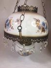 brass and painted milk glass hanging light antique ornate