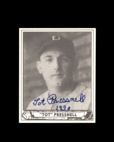 Tot Pressnell Signed 1940 Play Ball Reprint Brooklyn Dodgers Autograph