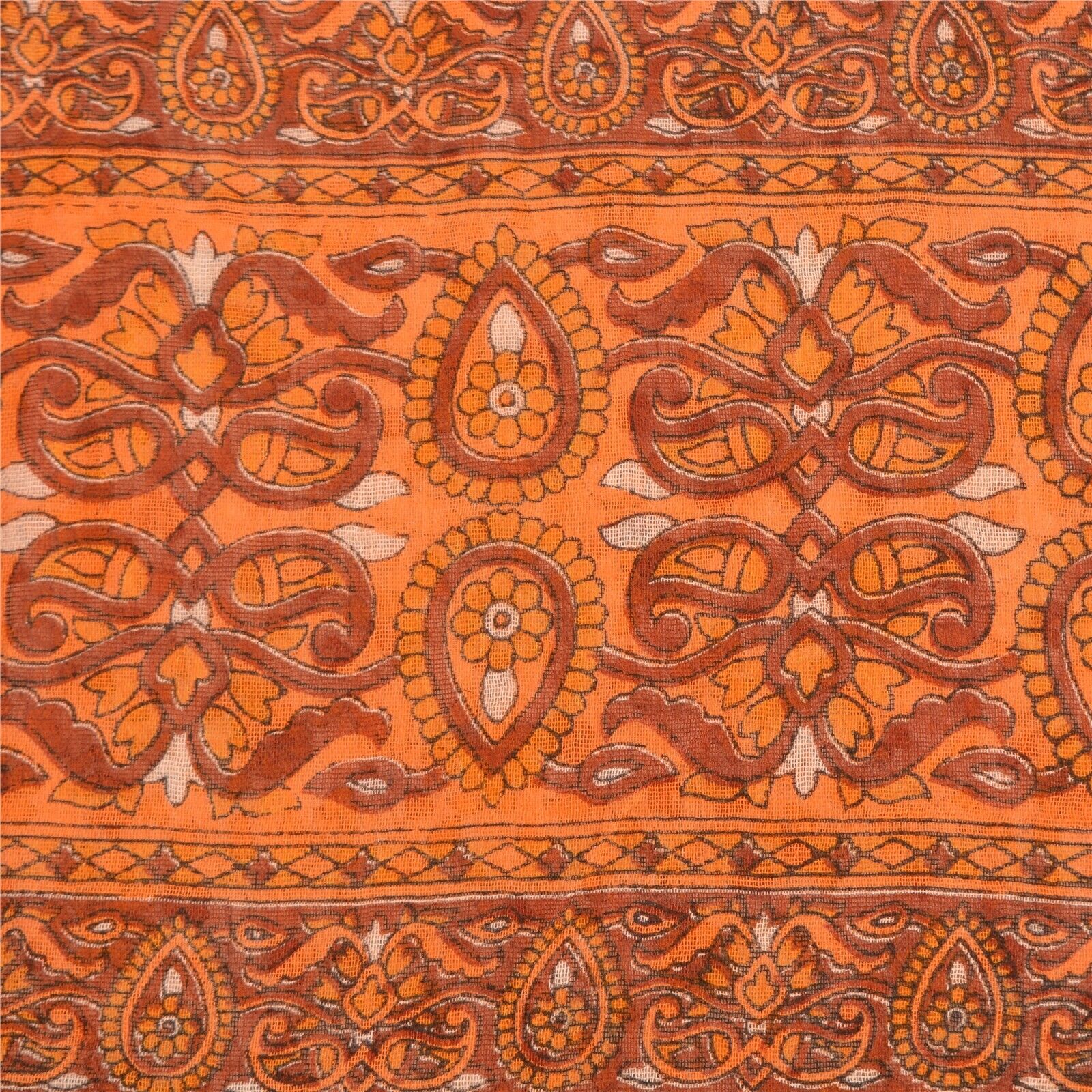 Sanskriti Vintage Sarees Indian Orange Pure Cotto… - image 10