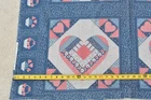 17.5" x 44", Vintage/Red & Cream Floral Quilt Block Panel on Blue/Cranston,B1261