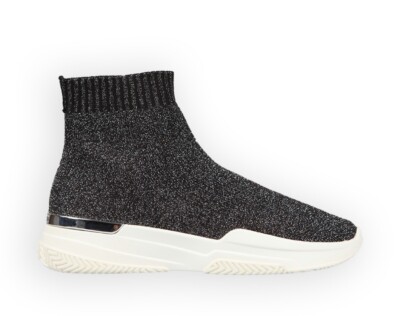 Mallet Black Glitter Trainers Womens Mallet Sock Glitter Sock