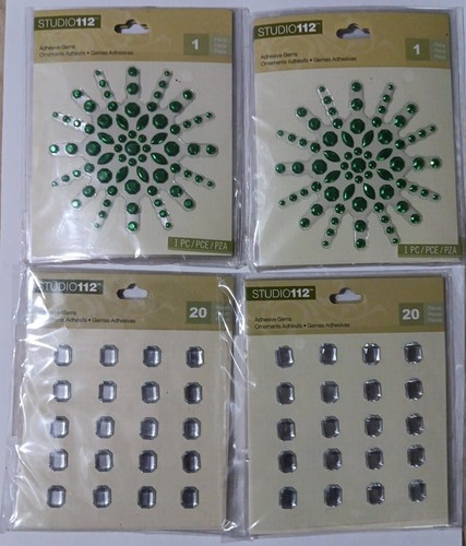 Studio112 Adhesive Gems Lot 12 Packs Green Shapes, Diamond Rectangles - Picture 2 of 2