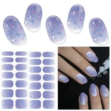 Semi Cured Gel Nail Strips, 28 Pcs UV Gel Nail Stickers, Long Lasting Gel Nail 