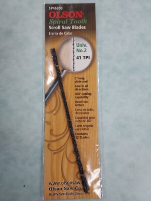 12 Olson Spiral Scroll Saw Blades 46300 #2 41 TPI .035 Kerf (12 Pack)