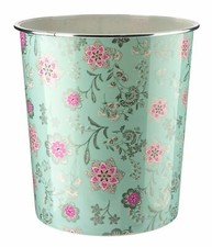 Waste Paper Dust Bin Round Plastic Floral Pattern 7.7L Office Bathroom Kitchen