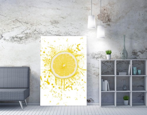 LEMON FRUIT LIVELY PAINT SPLASH ART -CANVAS WALL ART PRINT TRENDY KITCHEN - Picture 2 of 2