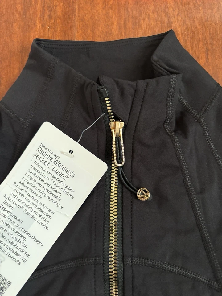 Chaqueta Lululemon Define Negra Dorada Cremallera Talla 2 Foto 4 de 4