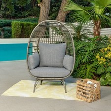 Garden Single Seater Egg Chair Designer Garden Furniture With Grey Cushion Comfy