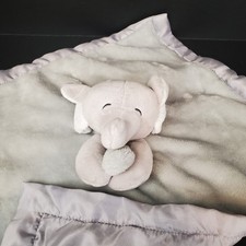 Carters ALL GRAY Elephant Lovey Baby Plush Security Blanket Trunk Sleep Satin