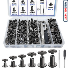 120 Black Chicago Screws for Leather, 6 Sizes Screw Rivets, Leather Chicago Scre