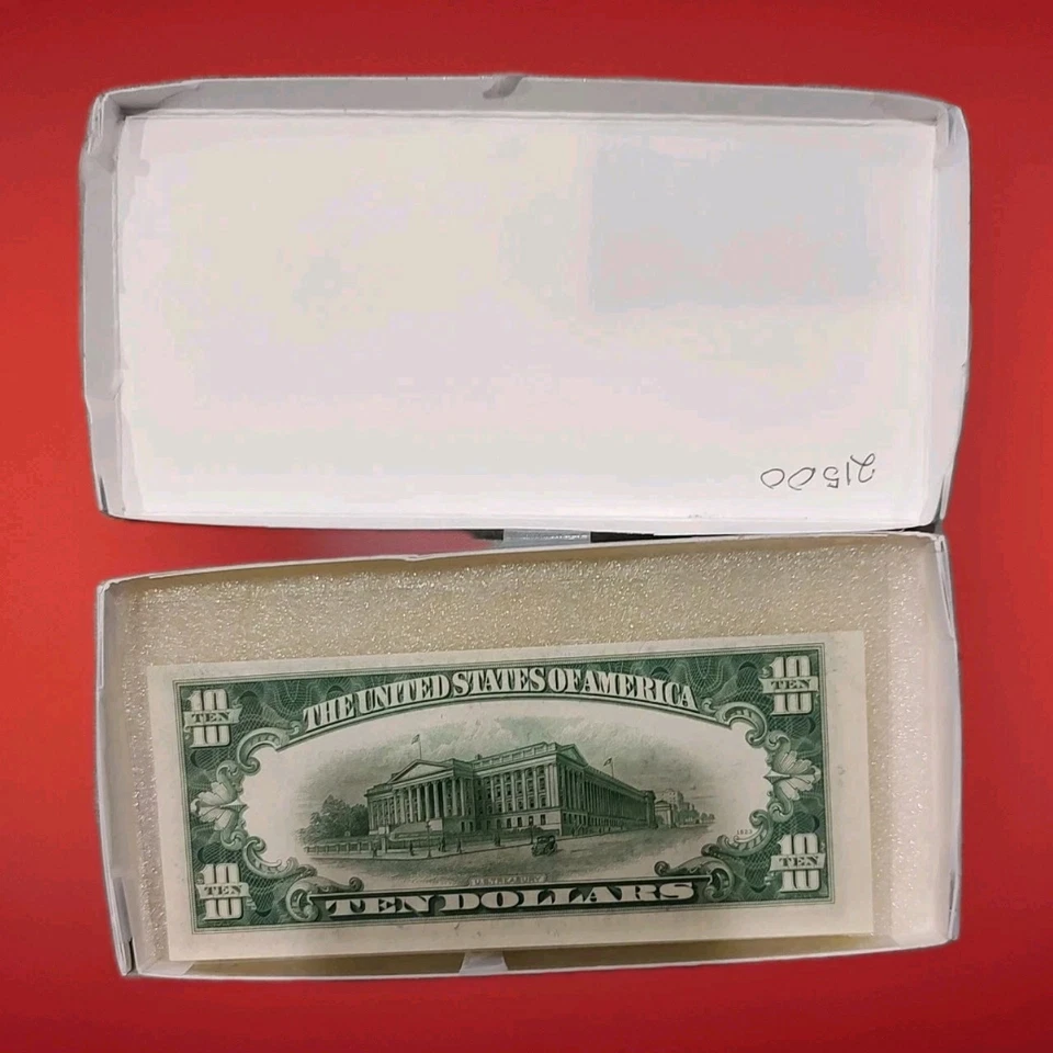 1953 Uncirculated 10 Dollar Bill off Center Stamp Serial # A04090217A - Image 2 of 2