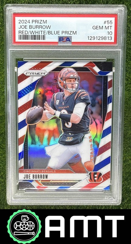 Joe Burrow PSA 10 2024 Panini Prizm Red White and Blue Bengals 9813