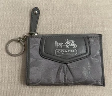 Coach Mini  Card Coin ID Case Holder Wallet Key Chain Silver