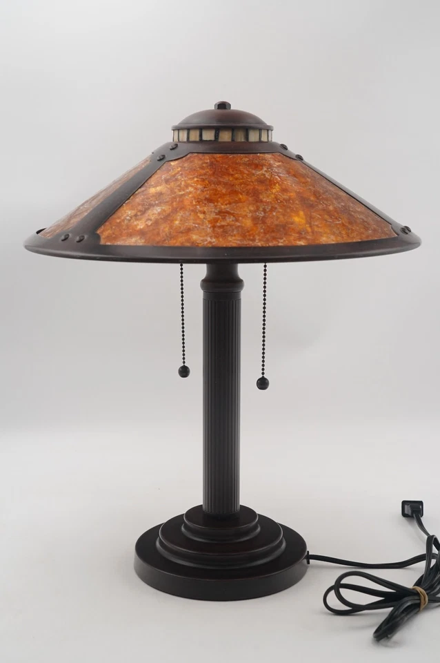 Robert Louis Tiffany Mica Collection Desk Table Lamp Oil Rubbed Bronze - Image 3 of 4
