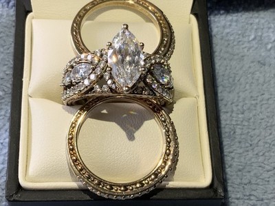 Victoria Wieck Marquis Three Ring Set, Gold Over Sterling Silver, Size 8￼