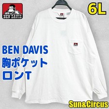 Ben Davis Men's Large 6L Long Sleeve T-Shirt White Chest Pocket Japan
