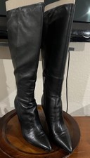 NEW Nine West Richy Boots Black Leather Size 11 Stiletto Wide Calf Going Out