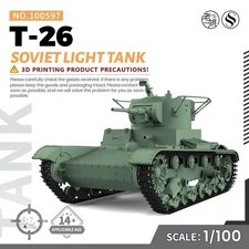 SSMODEL SS100597 1/100 15mm WarGaming Military Model Kit Soviet T-26 Light Tank