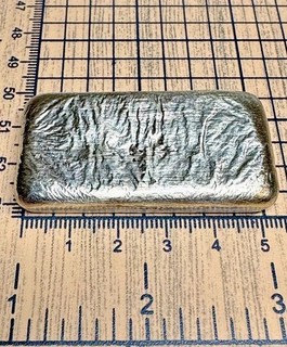 4.11 OZT hand poured Silver Bar Ingot unmarked ( 98% silver tested via XRF)