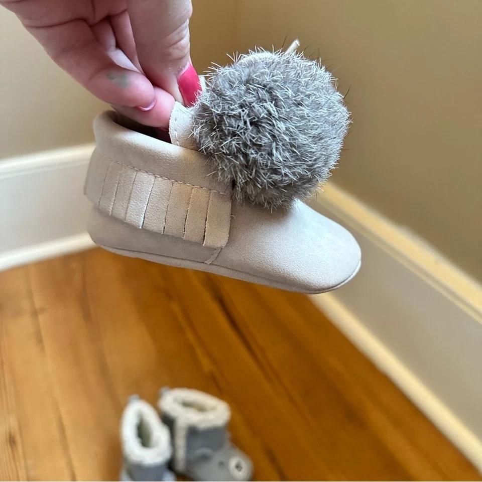 Zapatos de cuna de invierno mocasines de animales JUEGO DE 3 TALLA 6-12M Foto 2 de 4