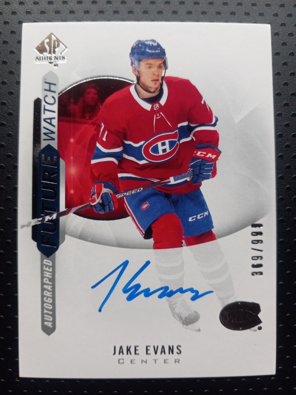 2020-21 SP Authentic Future Watch Auto #165 Jake Evans 369/999 Rookie Card