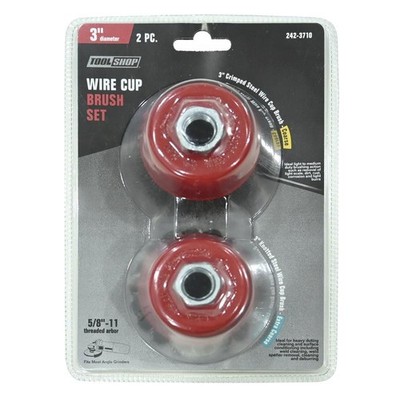 Universal Wire Cup Brush 2-piece Set 3'' diameter 5/8in - 11 threaded arbor