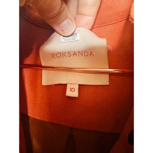 ROKSANDA Burnt Orange Two Tone Colorblock Button Down Wool Blend Shirtdress10 - Picture 5 of 10