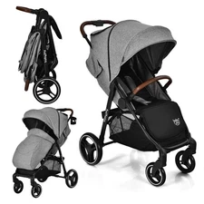 Costway High Landscape Baby Stroller Pushchair w/ Footmuff & Expandable Canopy