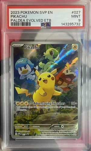 Pokémon TCG: Pikachu 027 Paldea Evolved Black Star Promo PSA 9