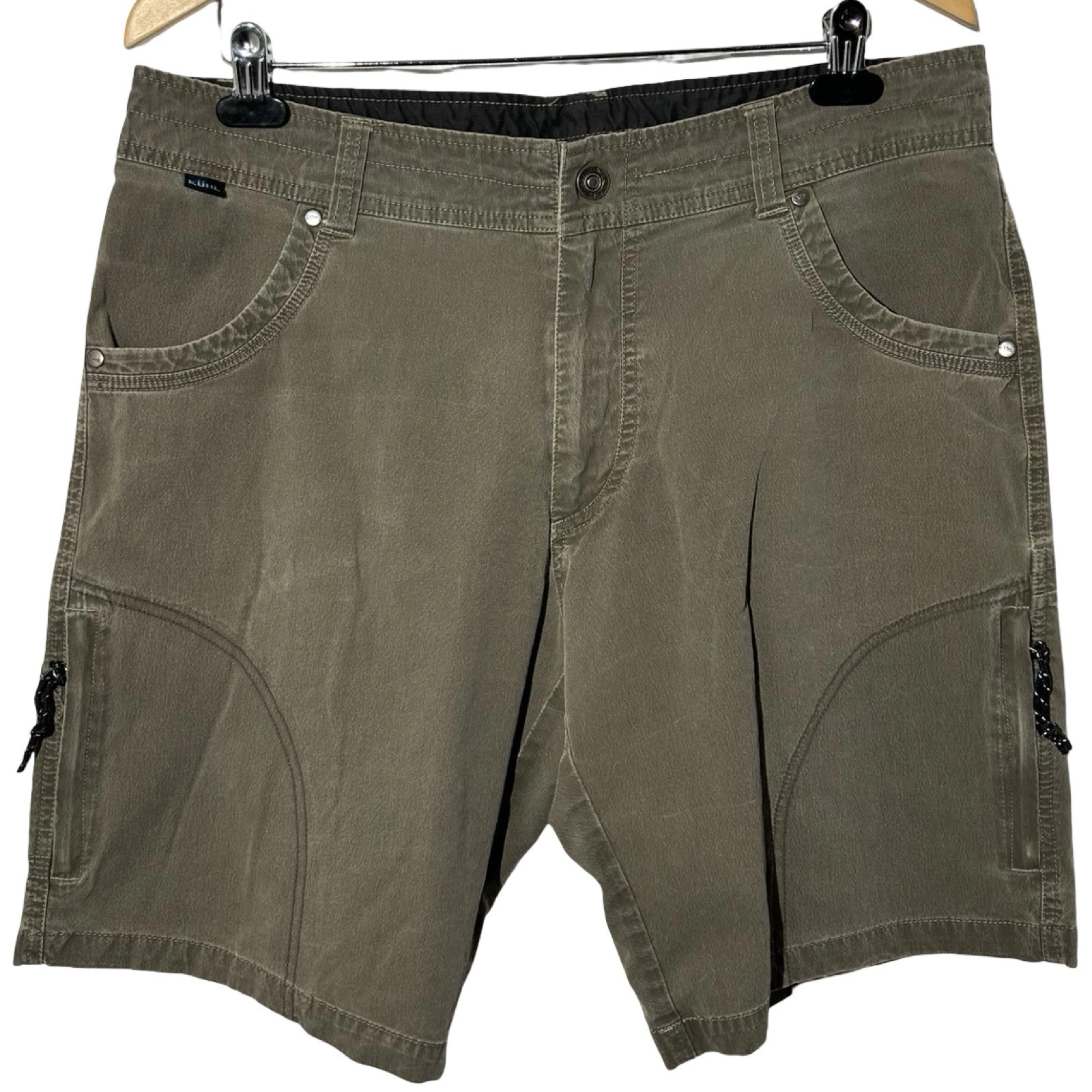 Kuhl Ramblr Shorts Men's Sz 35 Vintage Patina Dye Olive Hiking Camping Outdoors