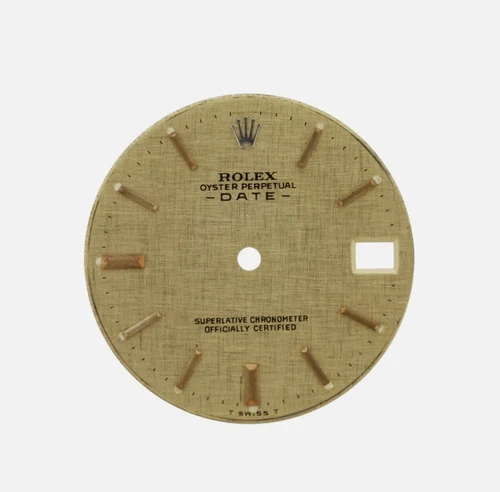 ROLEX DATE Vintage Champagne Linen Gold Mens FACTORY Dial 23.8mm Diameter