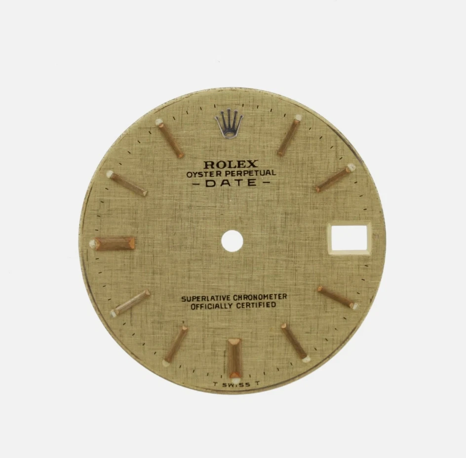 ROLEX DATE Vintage Champagne Linen Gold Mens FACTORY Dial 23.8mm Diameter - Image 1 of 2