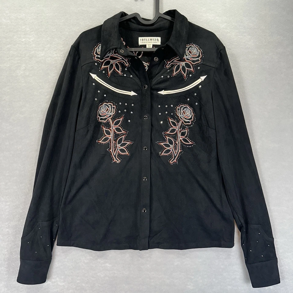 Borlas ocidentais IDYLLWIND femininas pequenas bordadas camurça sintética manga longa encaixe - Imagem 4 de 4