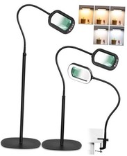 Rectangle Magnifying Glass with Light and Stand, 24" Flexible 10X Black