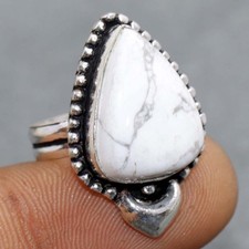 Howlite 925 Silver Plated Ring US 7.5 Office Party Gift JW