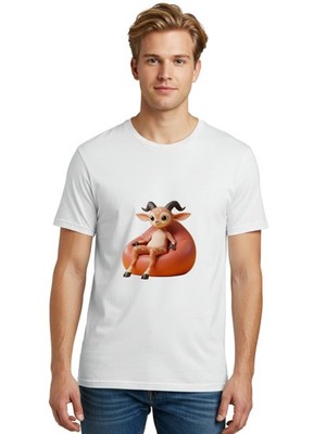 Cute-Goat Mens Graphic Tee, 100% Cotton, Casual Summer Wear