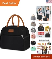 Versatile Black Nylon Lunch Box with Multi-Pocket Design - Perfect for Adults