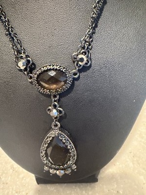 Vintage BIJOUX TERNER  Necklace w/ Clear Rhinestones Faceted Glass