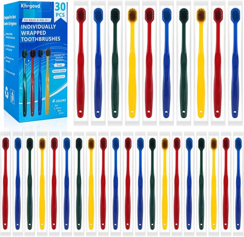 30pcs Individually Wrapped Bulk Toothbrushes, Colorful Manual Disposable... - Picture 1 of 6